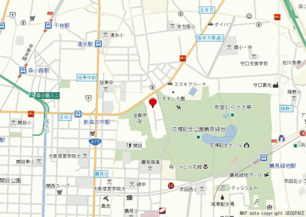大阪市鶴見区緑、新築一戸建ての地図画像です