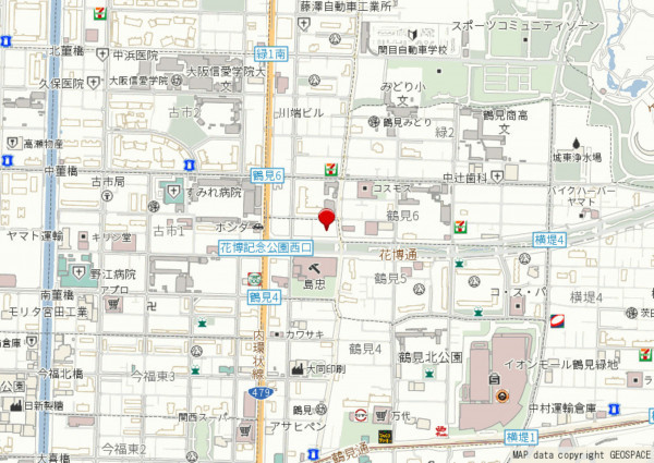 大阪市鶴見区鶴見、マンションの地図画像です