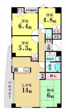 大阪市城東区成育、マンションの間取り画像です
