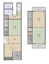 大阪市旭区今市、中古一戸建ての間取り画像です