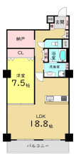 大阪市城東区新喜多、マンションの間取り画像です