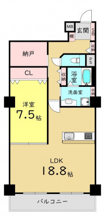 大阪市城東区新喜多、マンションの間取り画像です