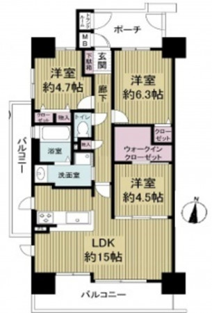 大阪市東成区深江南、マンションの間取り画像です
