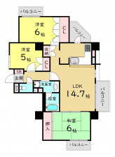 大阪市城東区鴫野西、マンションの間取り画像です