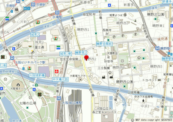 大阪市城東区鴫野西、マンションの地図画像です