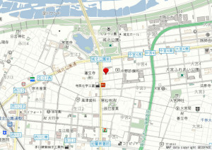 大阪市旭区中宮、中古一戸建ての地図画像です