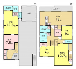 大阪市旭区中宮、中古一戸建ての間取り画像です