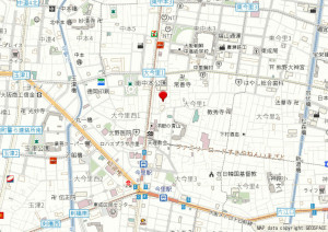 大阪市東成区大今里、中古一戸建ての地図画像です