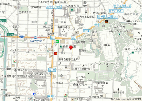 大阪市鶴見区緑、マンションの地図画像です