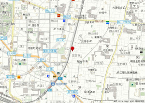 大阪市生野区生野西、中古一戸建ての地図画像です