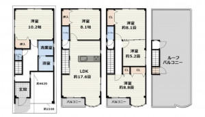 大阪市生野区小路東、中古一戸建ての間取り画像です