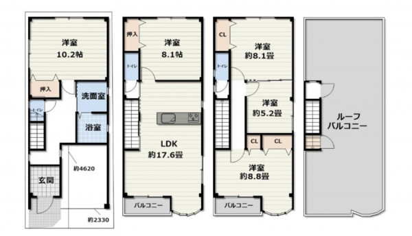 大阪市生野区小路東、中古一戸建ての間取り画像です