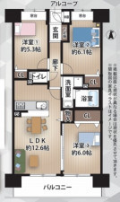 大阪市旭区高殿、マンションの間取り画像です