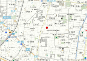 大阪市生野区生野東、中古一戸建ての地図画像です