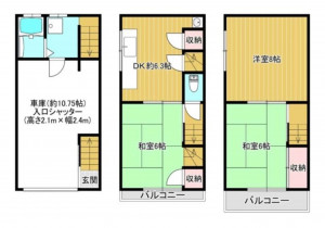 大阪市生野区生野東、中古一戸建ての間取り画像です