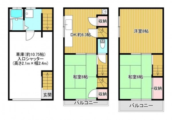 大阪市生野区生野東、中古一戸建ての間取り画像です