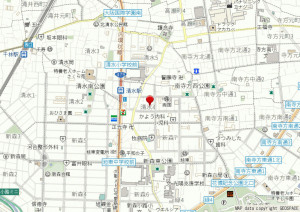 大阪市旭区清水、中古一戸建ての地図画像です