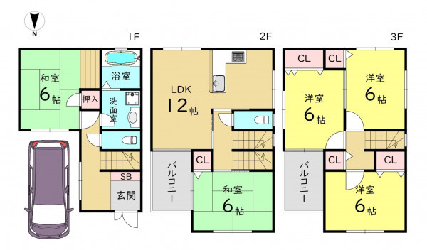 大阪市旭区清水、中古一戸建ての間取り画像です