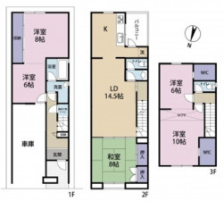 大阪市旭区大宮、中古一戸建ての間取り画像です