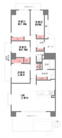 大阪市都島区友渕町、マンションの間取り画像です