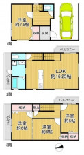 大阪市鶴見区茨田大宮、中古一戸建ての間取り画像です