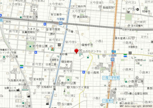 大阪市生野区新今里、中古一戸建ての地図画像です