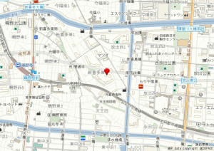 大阪市城東区新喜多東、マンションの地図画像です