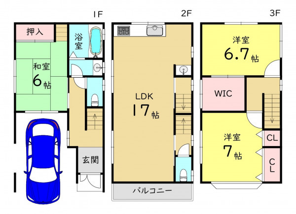 大阪市鶴見区放出東、中古一戸建ての間取り画像です