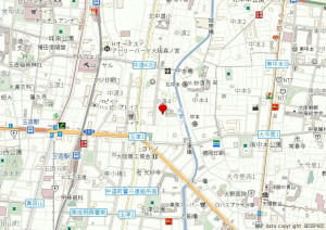 大阪市東成区中道、中古一戸建ての地図画像です
