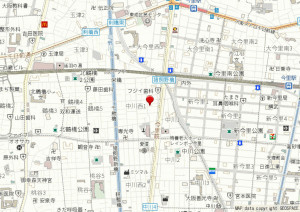 大阪市生野区中川西、中古一戸建ての地図画像です
