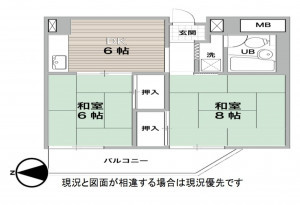 大阪市鶴見区今津中、マンションの間取り画像です