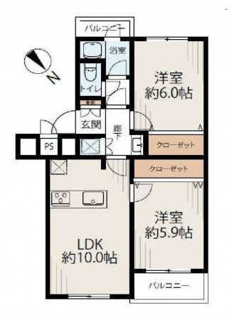 大阪市都島区友渕町、マンションの間取り画像です