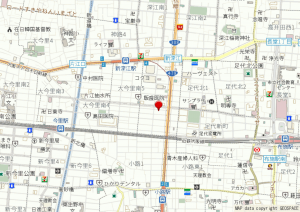 大阪市東成区大今里南、中古一戸建ての地図画像です