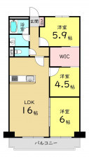大阪市城東区関目、マンションの間取り画像です