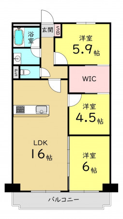 大阪市城東区関目、マンションの間取り画像です