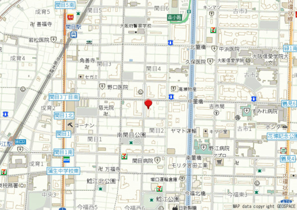 大阪市城東区関目、マンションの地図画像です
