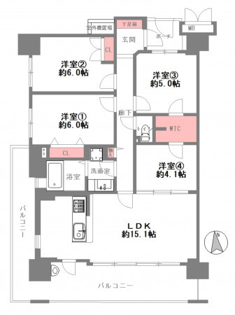 大阪市東成区深江南、マンションの間取り画像です
