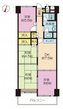 大阪市城東区鴫野西、マンションの間取り画像です