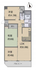 大阪市鶴見区横堤、マンションの間取り画像です