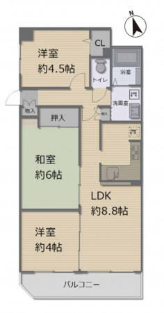 大阪市鶴見区横堤、マンションの間取り画像です