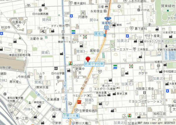大阪市生野区巽南、マンションの地図画像です