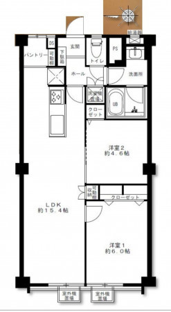 大阪市城東区野江、マンションの間取り画像です
