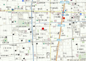 大阪市生野区巽中、中古一戸建ての地図画像です