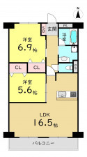 大阪市城東区中央、マンションの間取り画像です