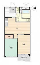大阪市旭区高殿、マンションの間取り画像です