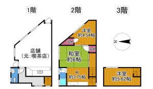 大阪市生野区勝山南、中古一戸建ての間取り画像です