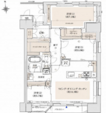 大阪市旭区大宮、マンションの間取り画像です