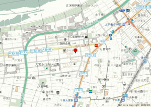 大阪市旭区大宮、マンションの地図画像です