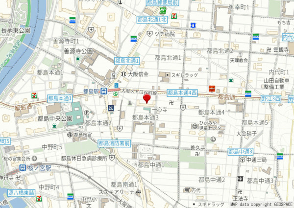 大阪市都島区都島本通、マンションの地図画像です