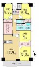 大阪市都島区友渕町、マンションの間取り画像です